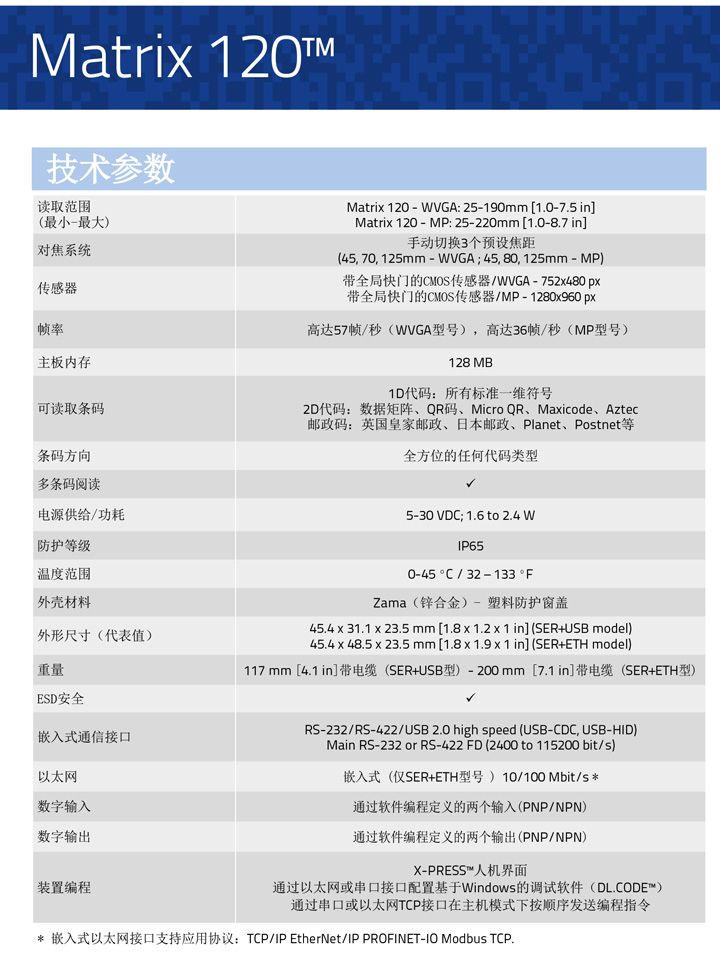 得利捷Datalogic Matrix 120 固定式工业二维条码阅读器插图1 得利捷Datalogic Matrix 120 固定式工业二维条码阅读器-北京国立信科技术有限公司